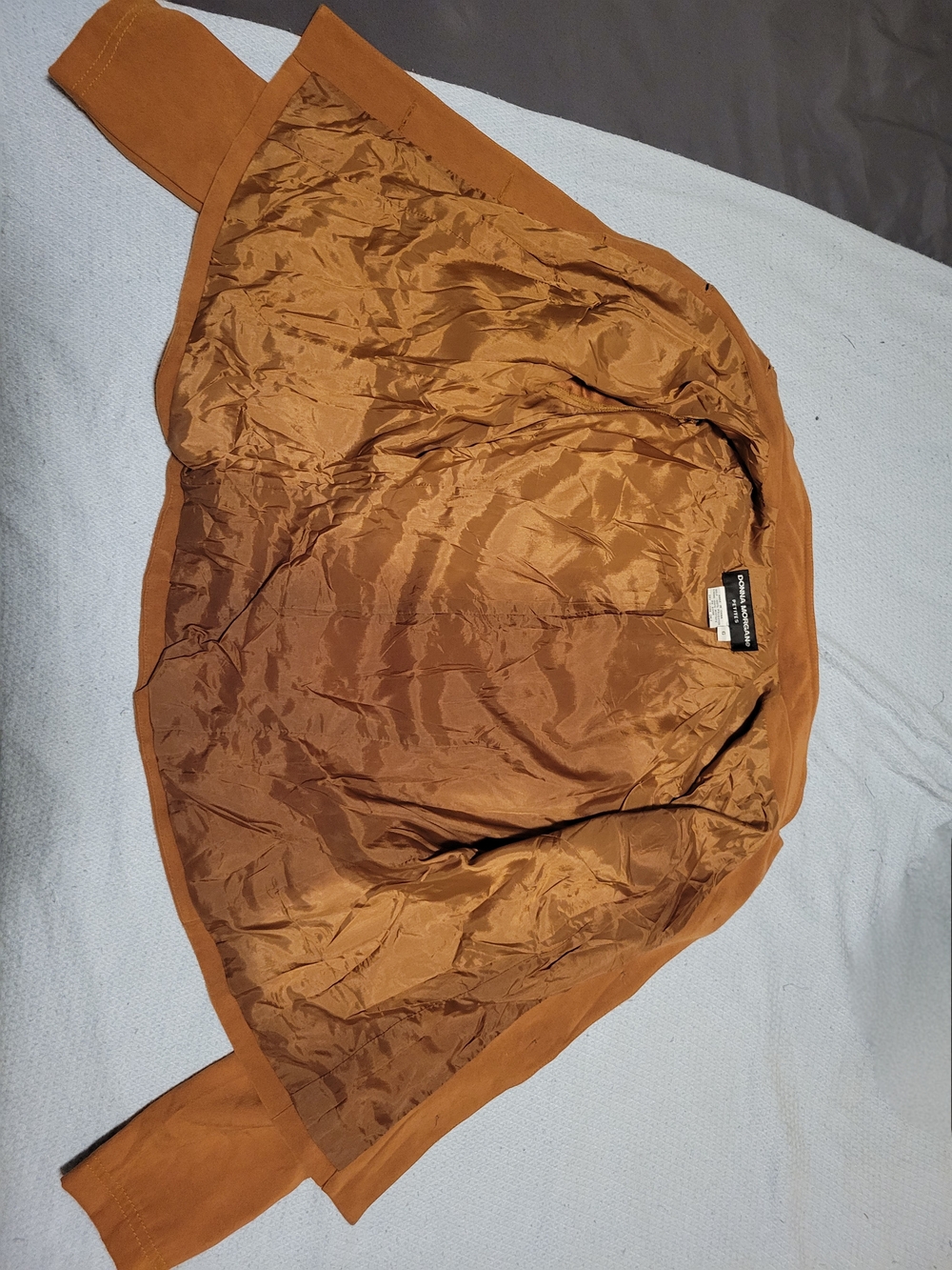 Donna Morgan Camel Brown Stand Collar Button up Blazer Jacket - Picture 6 of 8